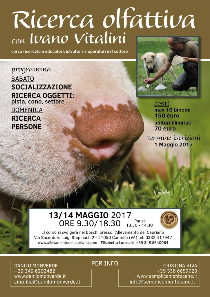 Cantello Varese 13 e 11 Maggio - Ricerca Olfattiva con Ivano Vitalini