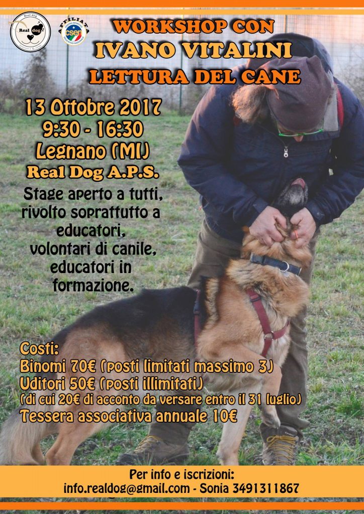 Legnano (MI) 13 ottobre 2017 - Stage pratico: La lettura del cane con Ivano Vitalini